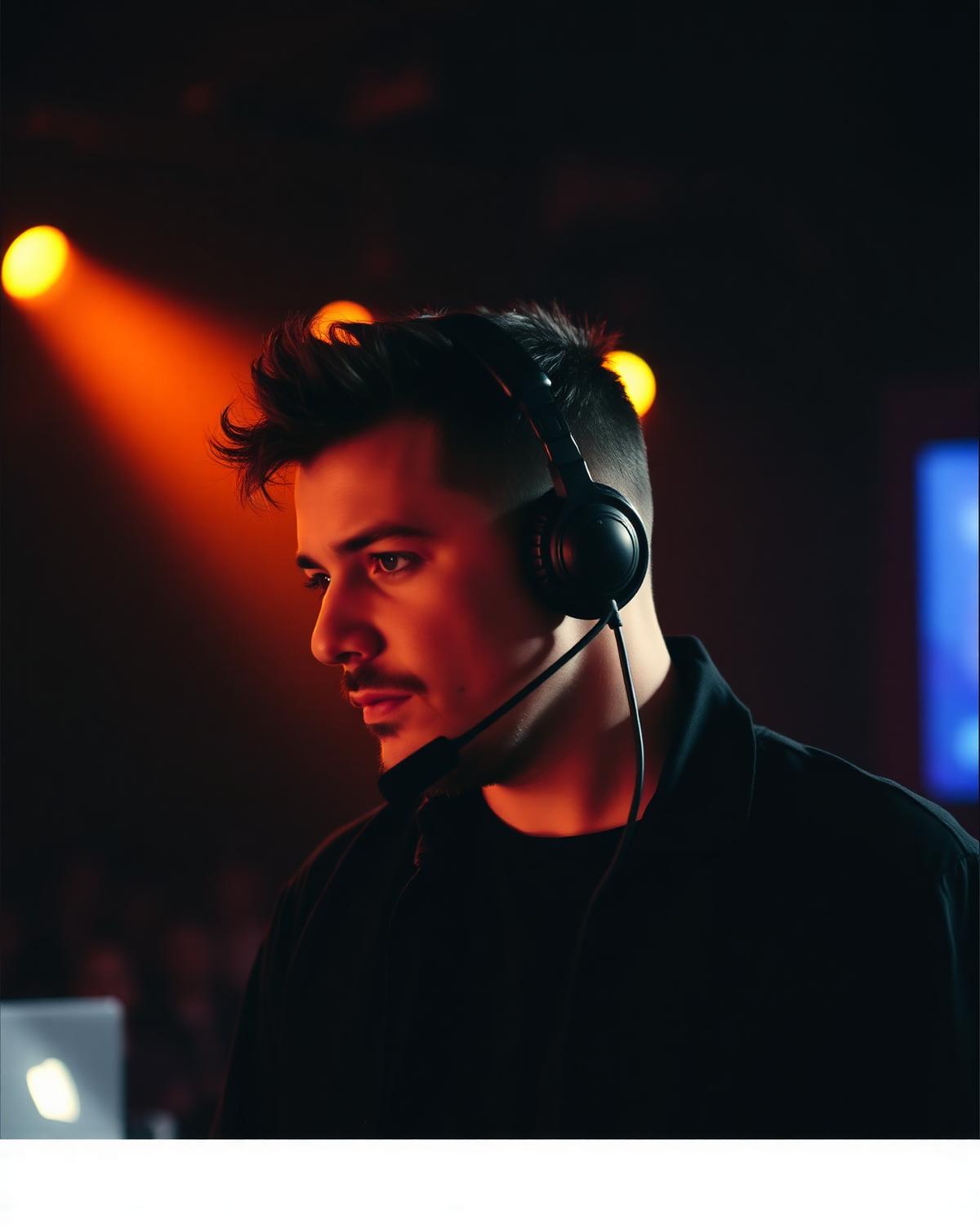 Technicien en régie avec casque intercom